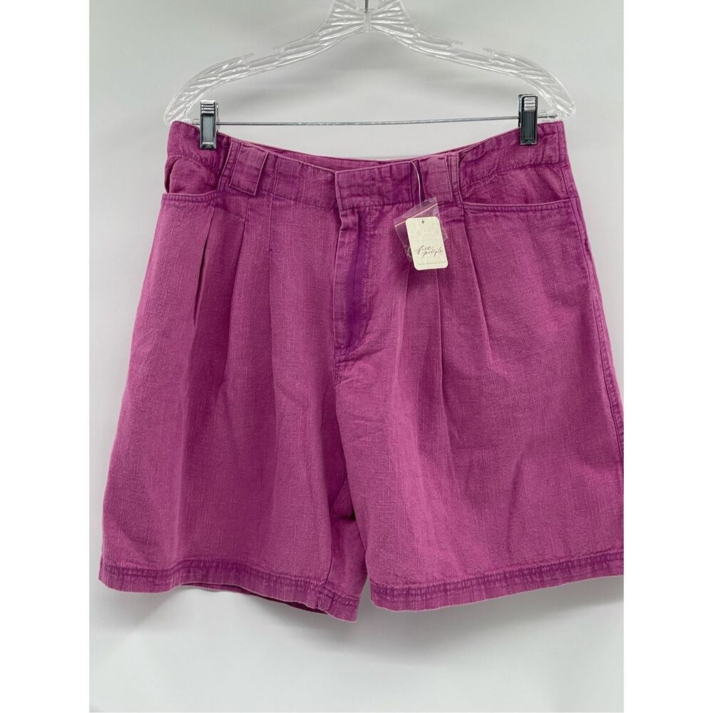 Free People Say So Trouser Shorts Women 8 Purple Pink Summer Bloom Cotton New - Picture 2 of 13